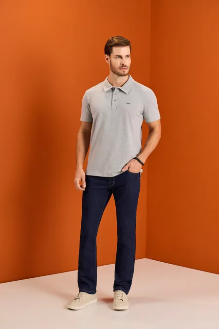 Polo Piquet Masculina Slim Dapper Mescla Puramania Polo Piquet Masculina Slim Dapper Mescla Puramania